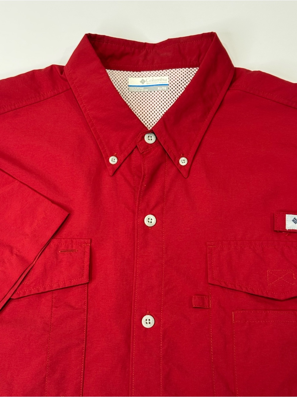 Columbia PFG Men's XL Performance Fishing Gear Short Sleeve Shirt Red Vented